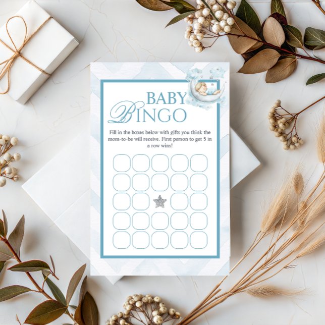Blue Crown Baby Shower Bingo Game Card (Créateur téléchargé)