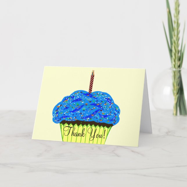 Blue Cupcake Anniversaire Merci Cartes (Devant)