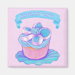 Blue CupCake Scripture Magnet