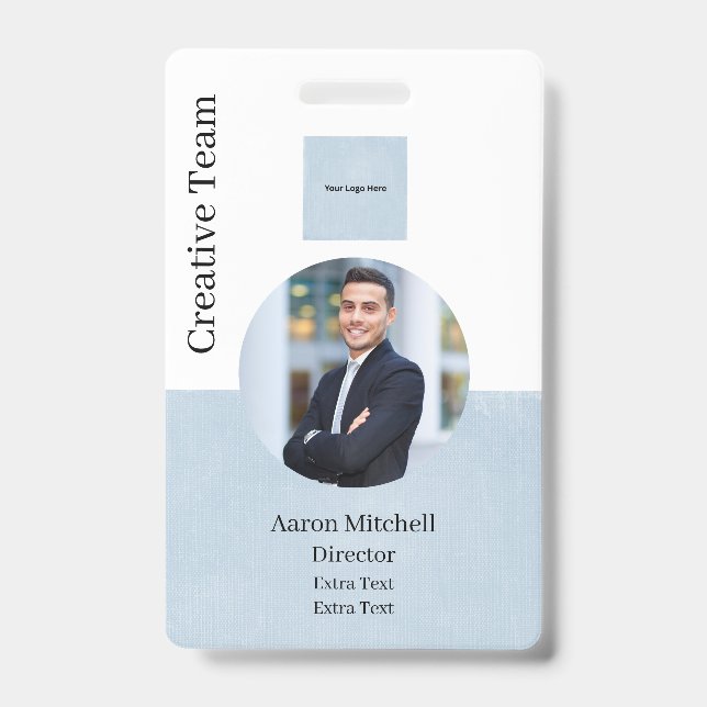 Blue Custom Company Modern Employé ID Badge (Avant)