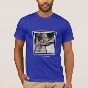 Blue Custom photo de mariage mens T-Shirt