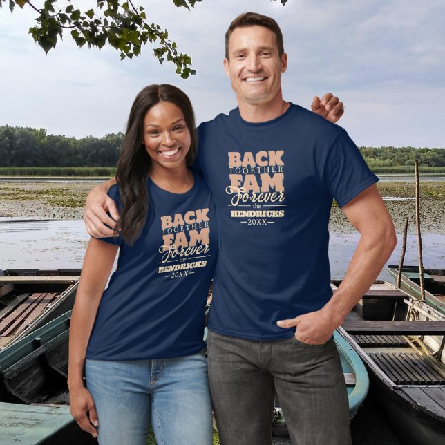 Blue custom Réunion de famille avec devis T-shirt (Family Reunion T-Shirt Favor)