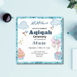 Blue Cute Aqeeqah- Aqiqah- Invitation
