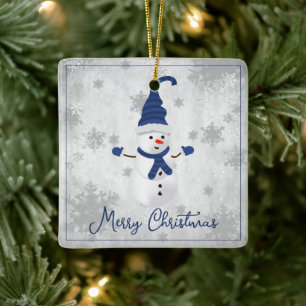Blue Cute Snowman Ornement de vacances