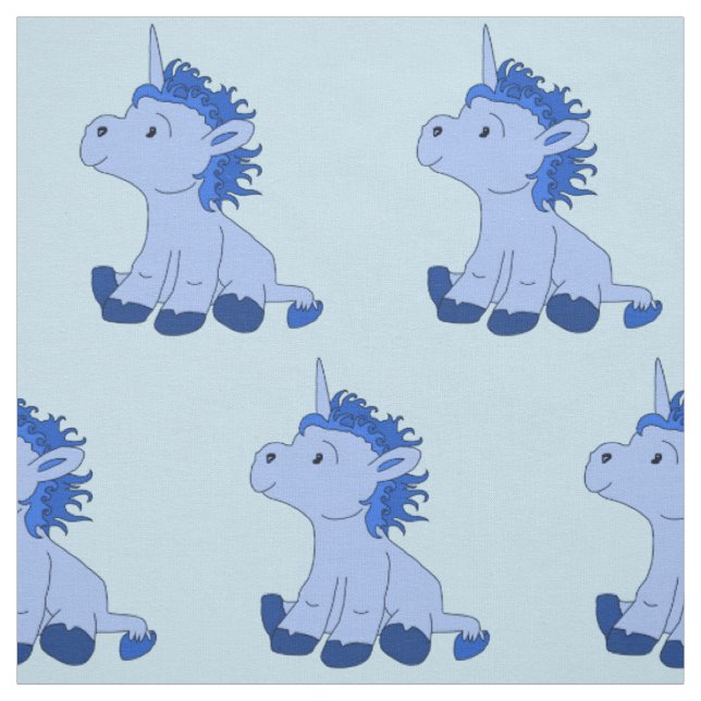 Blue Cute Unicorn - Tissu pour enfants (Échantillon)
