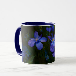Blue Dainty Petites Fleurs Jardin Art Mug Cup