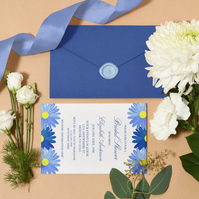 Blue Daisies Floral Bridal Douche Invitation (Créateur téléchargé)
