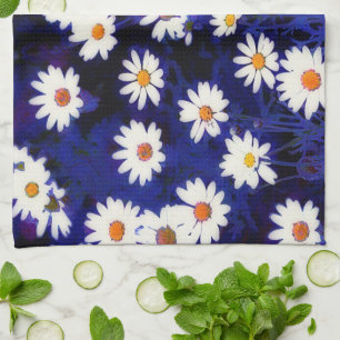 Blue Daisy Garden Art Serviette de cuisine