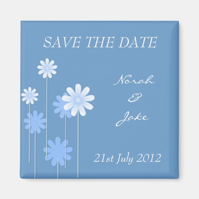 Blue Daisy Wedding Enregistrer La Date Magnet (Devant)
