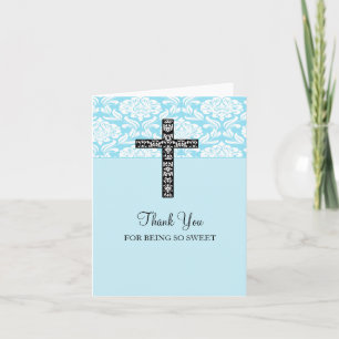 Blue Damask Cross Boys Merci