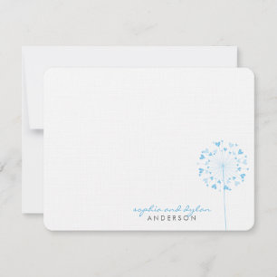 Blue Dandelions Love Hearts Mariage Carte de remer