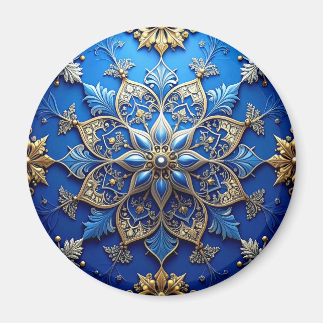 Blue Decorative Christmas Holiday Magnet (Devant)