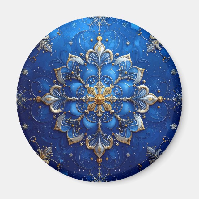 Blue Decorative Christmas Holiday Magnet (Devant)