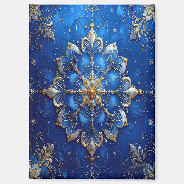 Blue Decorative Christmas Holiday Magnet (Recto)