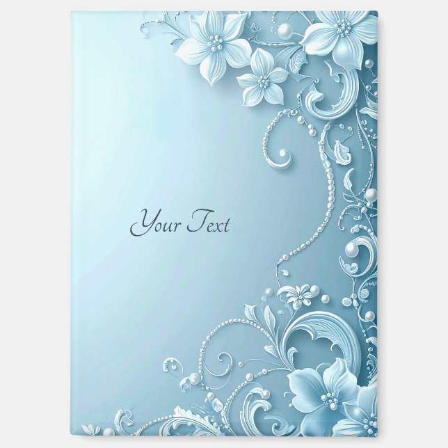 Blue Decorative Floral Magnet (Recto)