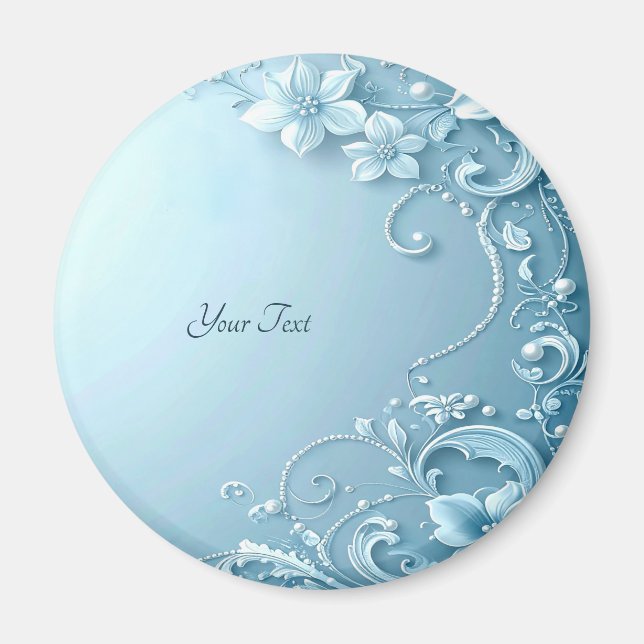 Blue Decorative Floral Magnet (Devant)