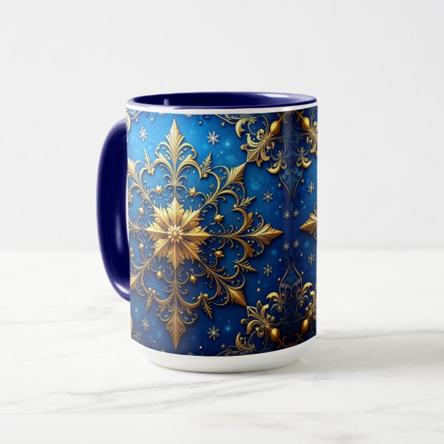 Blue Decorative Holiday Mug (Devant gauche)