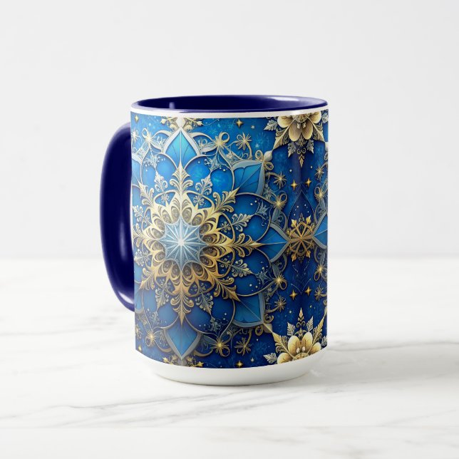 Blue Decorative Holiday Mug (Devant gauche)