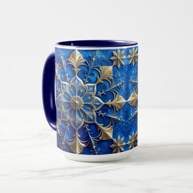 Blue Decorative Holiday Mug (Devant gauche)