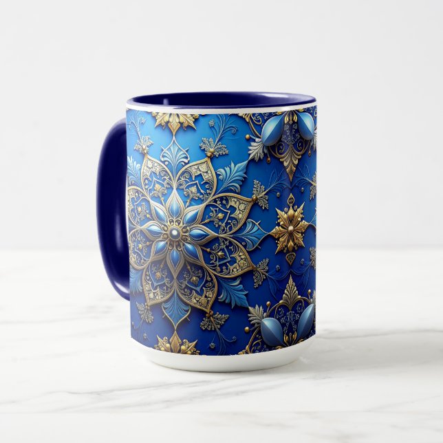 Blue Decorative Holiday Mug (Devant gauche)