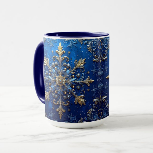 Blue Decorative Holiday Mug (Devant gauche)