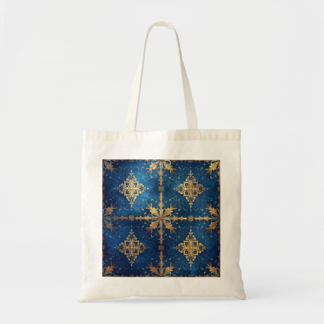 Blue Decorative Holiday Tote Bag (Devant)