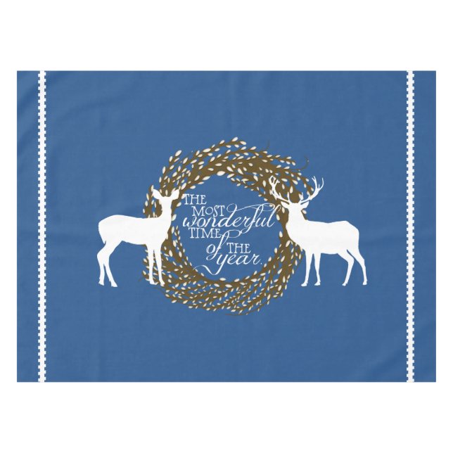 Blue Deer Plus Merveilleux Temps Wreath Nappe (Devant (Horizontal))