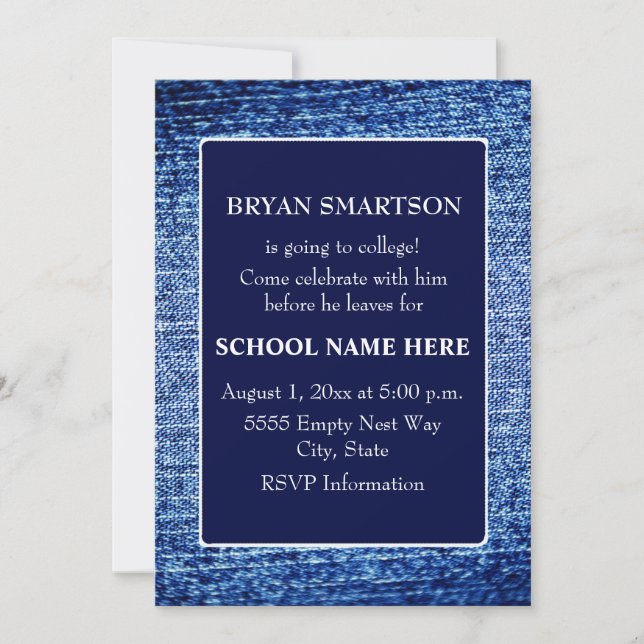 Blue Denim - Invitation pour une fête de départ en (Devant)