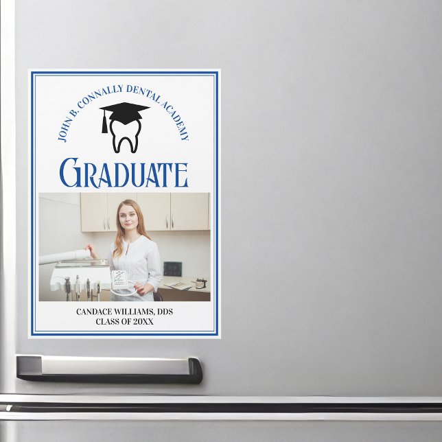Blue Dental School Photo Custom Graduation Magnet (Créateur téléchargé)