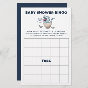 Blue Dinosaur Baby shower Bingo Jeu