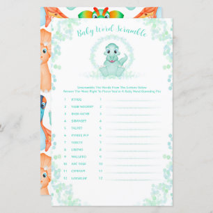 Blue Dinosaur Baby Word Scramble Baby shower Jeu