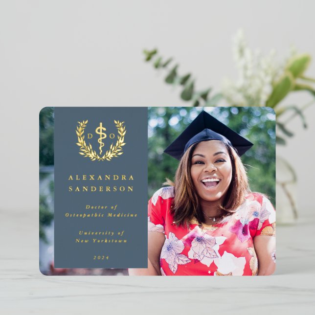 Blue DO Asclepius Graduus Faire-part photo (Debout devant)