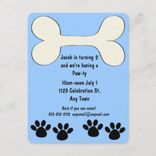 Blue Doggy Theme Anniversaire Invitation
