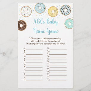 Blue Donut ABC Nom du Baby shower Jeu