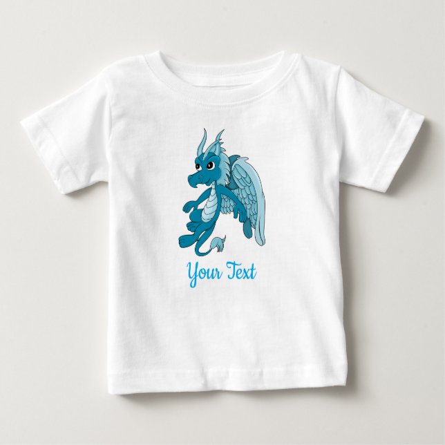 Blue Dragon Cartoon Baby T-Shirt (Devant)