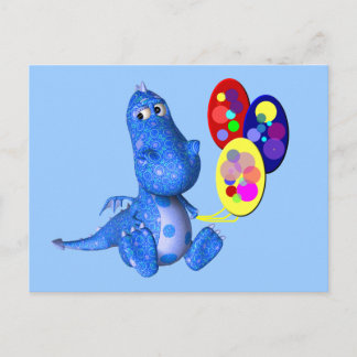 Blue Dragon tenant des ballons jolie carte postale