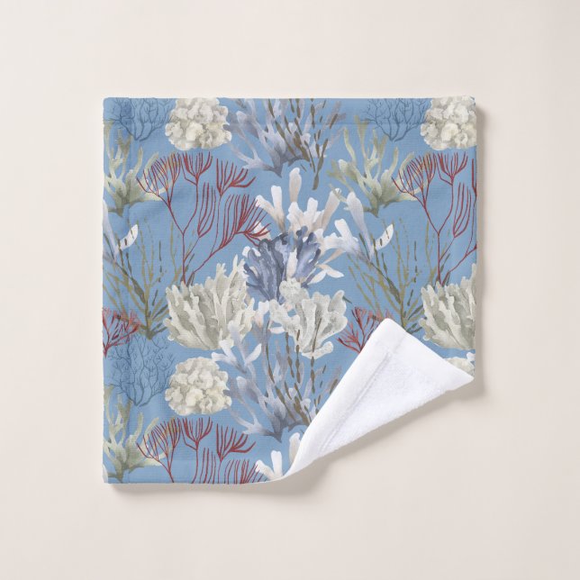 Blue Dusk Solide avec impression sous-marine (Gant de toilette)