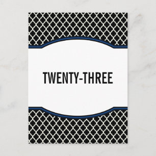Blue Elegant Quatrefoil Numéro de table Carte post