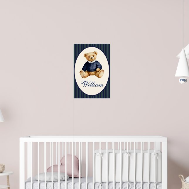 Blue Elegant Teddy Bear Poster (Pépinière 2)