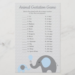 Blue Elephant Animal Gestation Match Douche Jeu