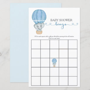 Blue Elephant Baby Boy Douche Bingo Jeu