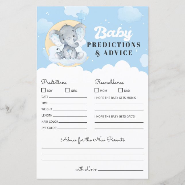Blue Elephant Baby Prediction et de conseil Jeu (Devant)