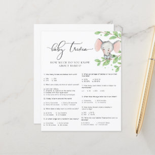 Blue Elephant Baby shower Baby Trivia Jeu