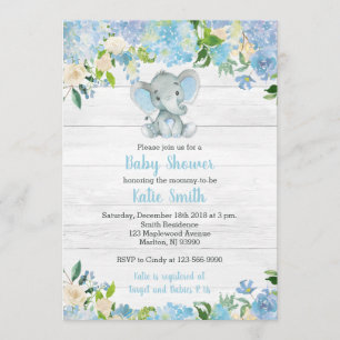Blue Elephant Baby Shower Invitations pour un garç