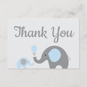 Blue Elephant Baby shower Merci Cartes Appartement