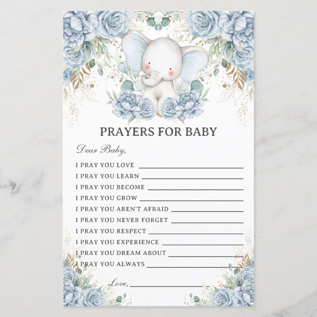 Blue Elephant Prayers for Baby Showers Activity (Devant)