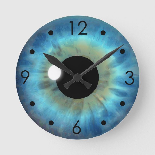 Blue Eye Iris Eyball Custom Medium Round Horloge (Recto)