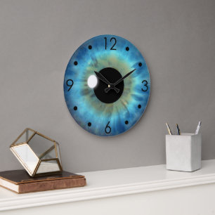 Blue Eye Iris Eyball Personnalisé Grande horloge r