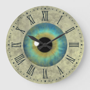 Blue Eye Iris Eyball Romain Grande Horloge Ronde