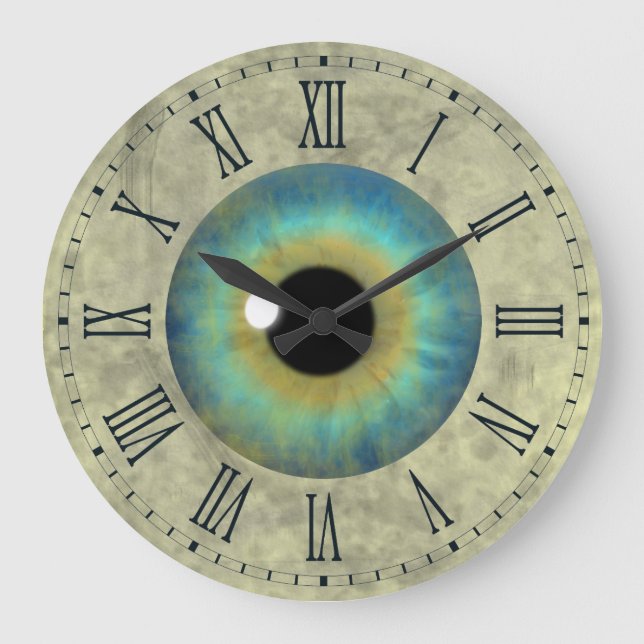 Blue Eye Iris Eyball Romain Grande Horloge Ronde (Recto)